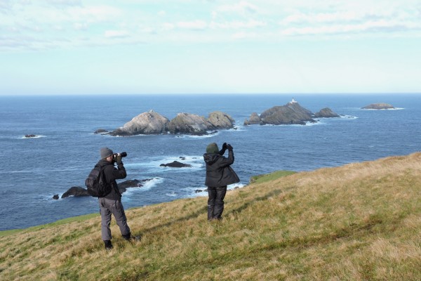 Amy and David looking out to Muckle Flugga.